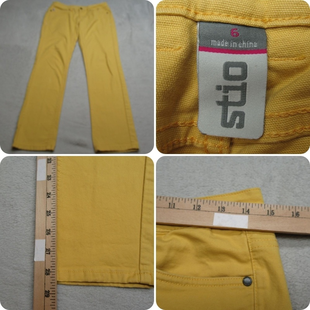 Stio Pants Womens 6 Yellow Rivet Canvas Flex Zip Fly‎ Slim Straight Leg 30X28